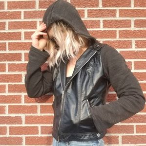 Xhilaration jacket faux leather with cotton sleeve